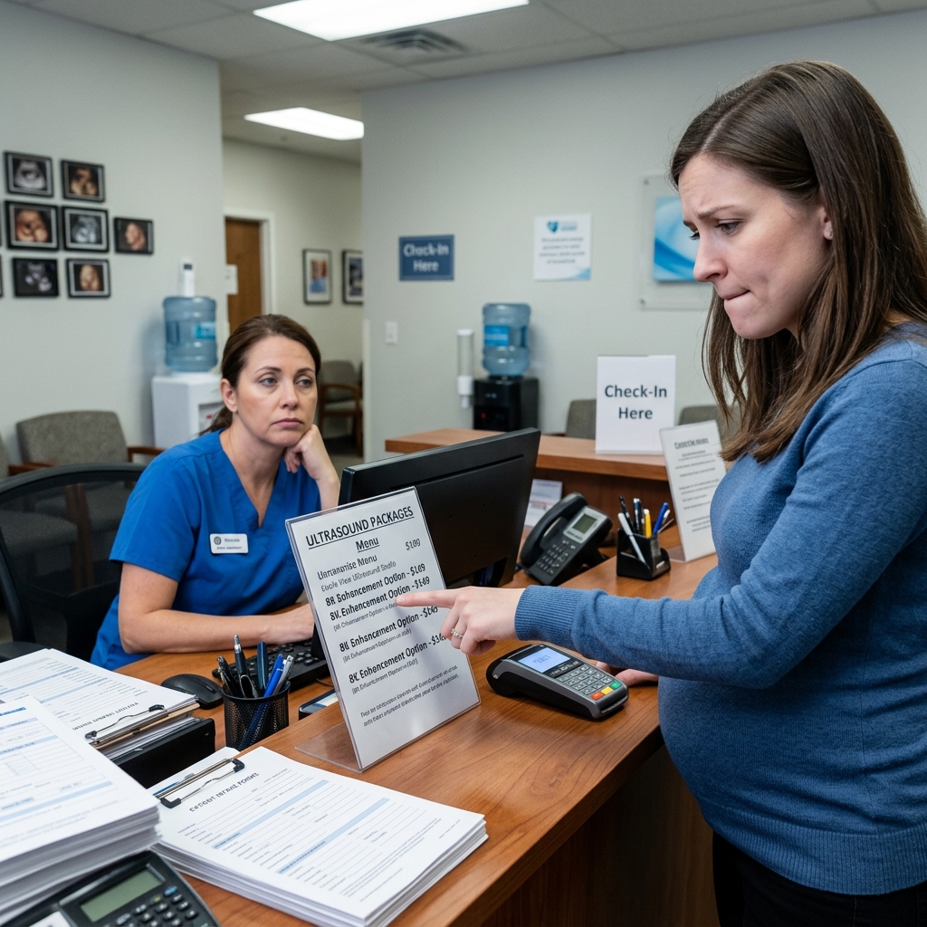 Mom staring at checkout screen
