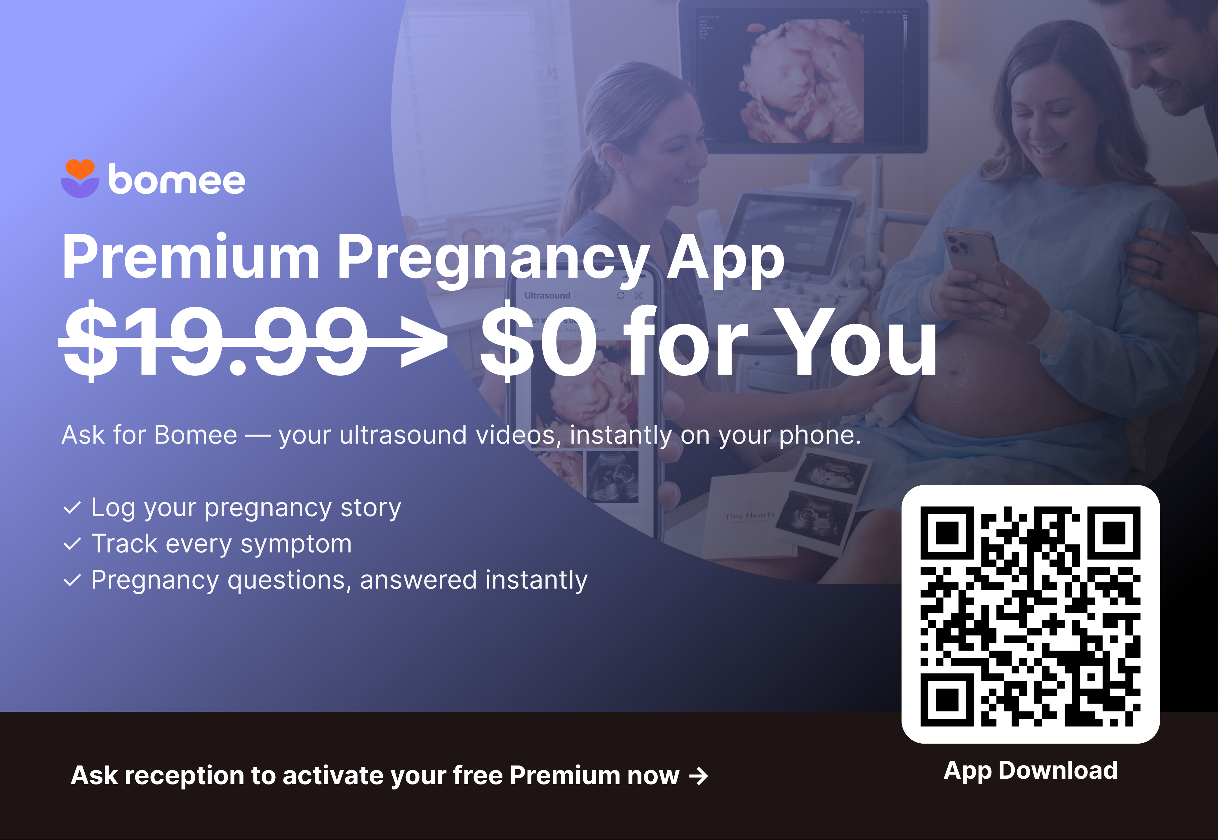 Promotional flyer — $19.99 value → $0 for your moms